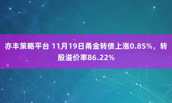 亦丰策略平台 11月19日甬金转债上涨0.85%，转股溢价率86.22%