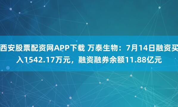 西安股票配资网APP下载 万泰生物：7月14日融资买入1542.17万元，融资融券余额11.88亿元