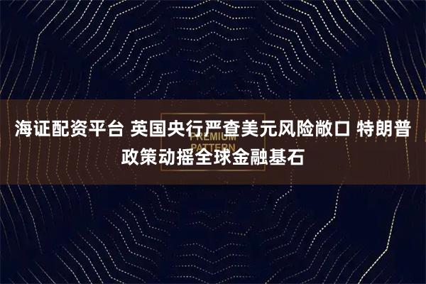 海证配资平台 英国央行严查美元风险敞口 特朗普政策动摇全球金融基石