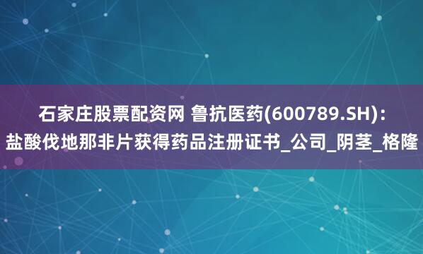 石家庄股票配资网 鲁抗医药(600789.SH)：盐酸伐地那非片获得药品注册证书_公司_阴茎_格隆